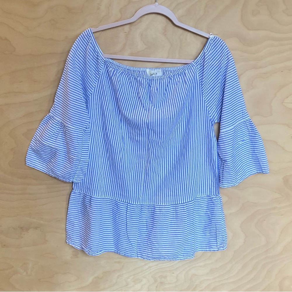 White Striped Off Shout Blouse Size 8